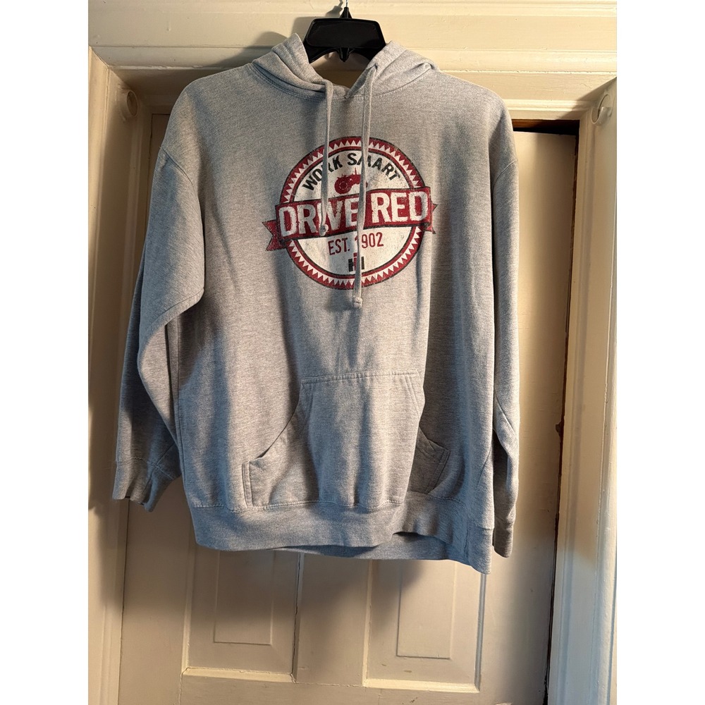 Case IH Mens Work Smart Drive Red Est 1902 Graphic Hoodie Gray Large L